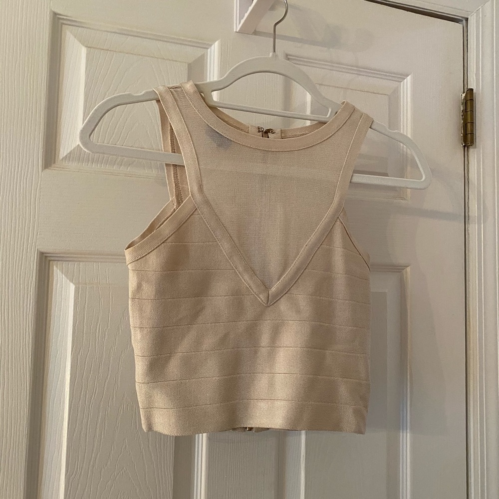 Bebe cropped body con top